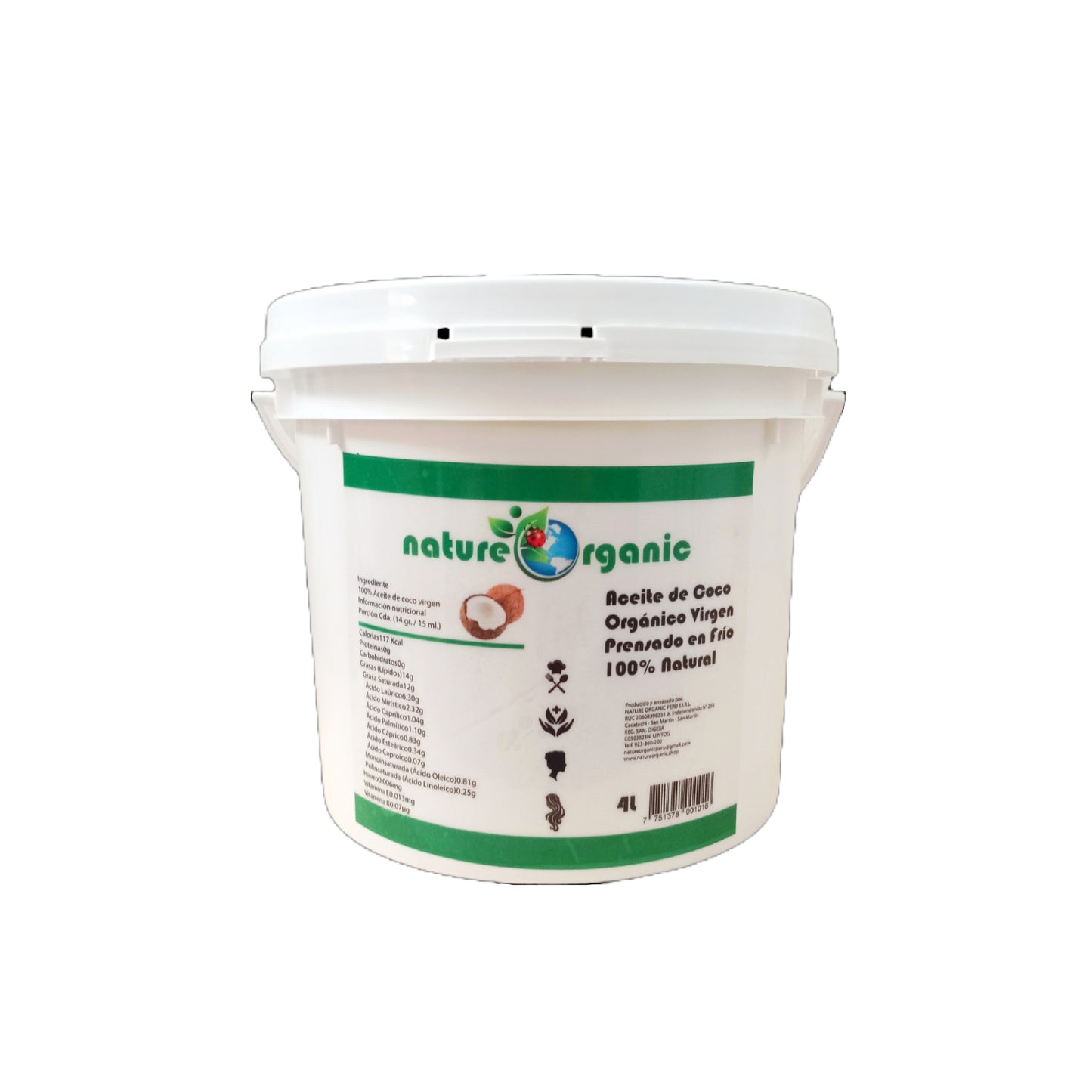 Aceite de coco Nature Organic balde 4 litros